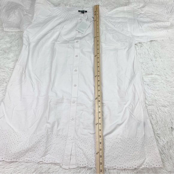 J Crew short sleeve Jolie dress in eyelet cotton poplin button front in white - Picture 10 of 12